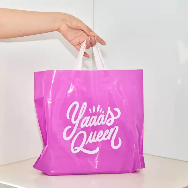 Custom Soft loop Handle Plastic Bag