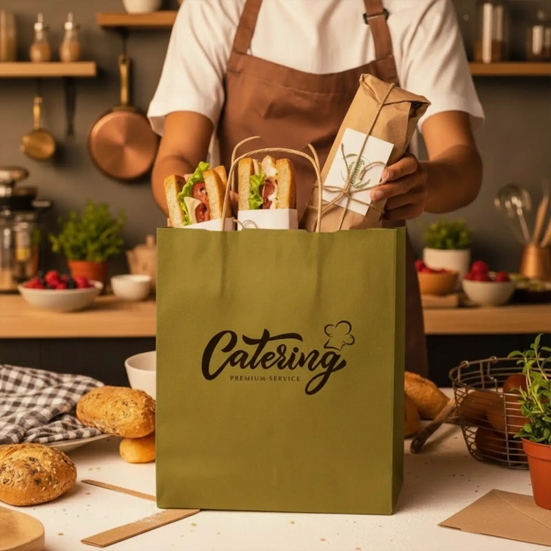Custom Twisted Handle Paper Bags For Restaurants
