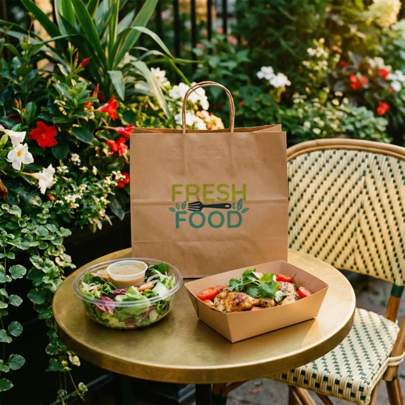 Custom Twisted Handle Paper Bags For Restaurants