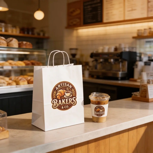 Custom Twisted Handle Paper Bags for Bakery Shop