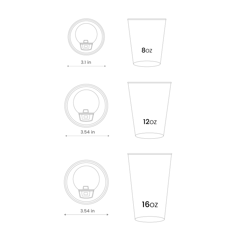 Disposable lids for Paper Cups - 8/12/16 oz