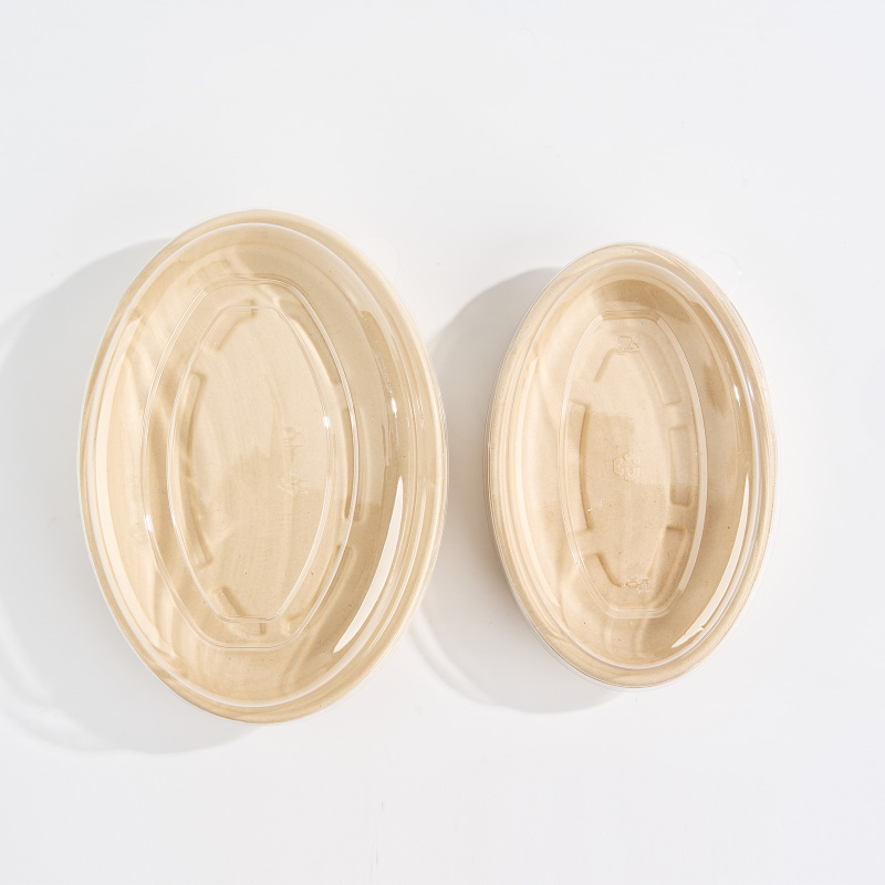 Oval sugarcane fiber tortilla bowl