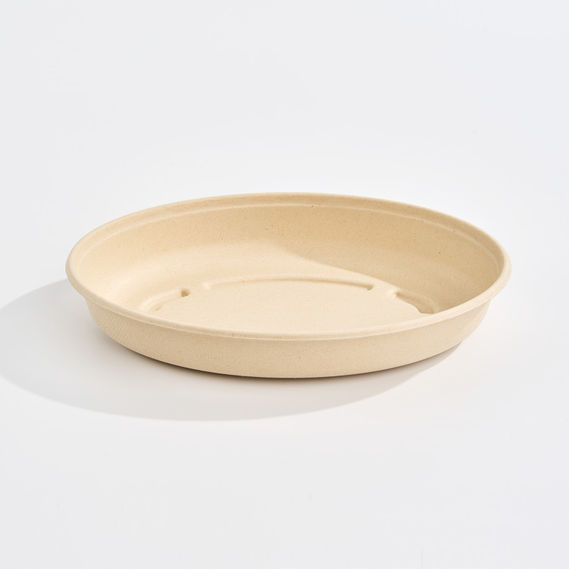 Oval sugarcane fiber tortilla bowl