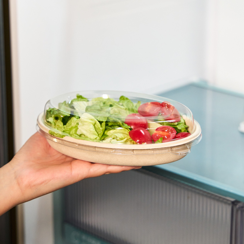 Oval sugarcane fiber tortilla bowl