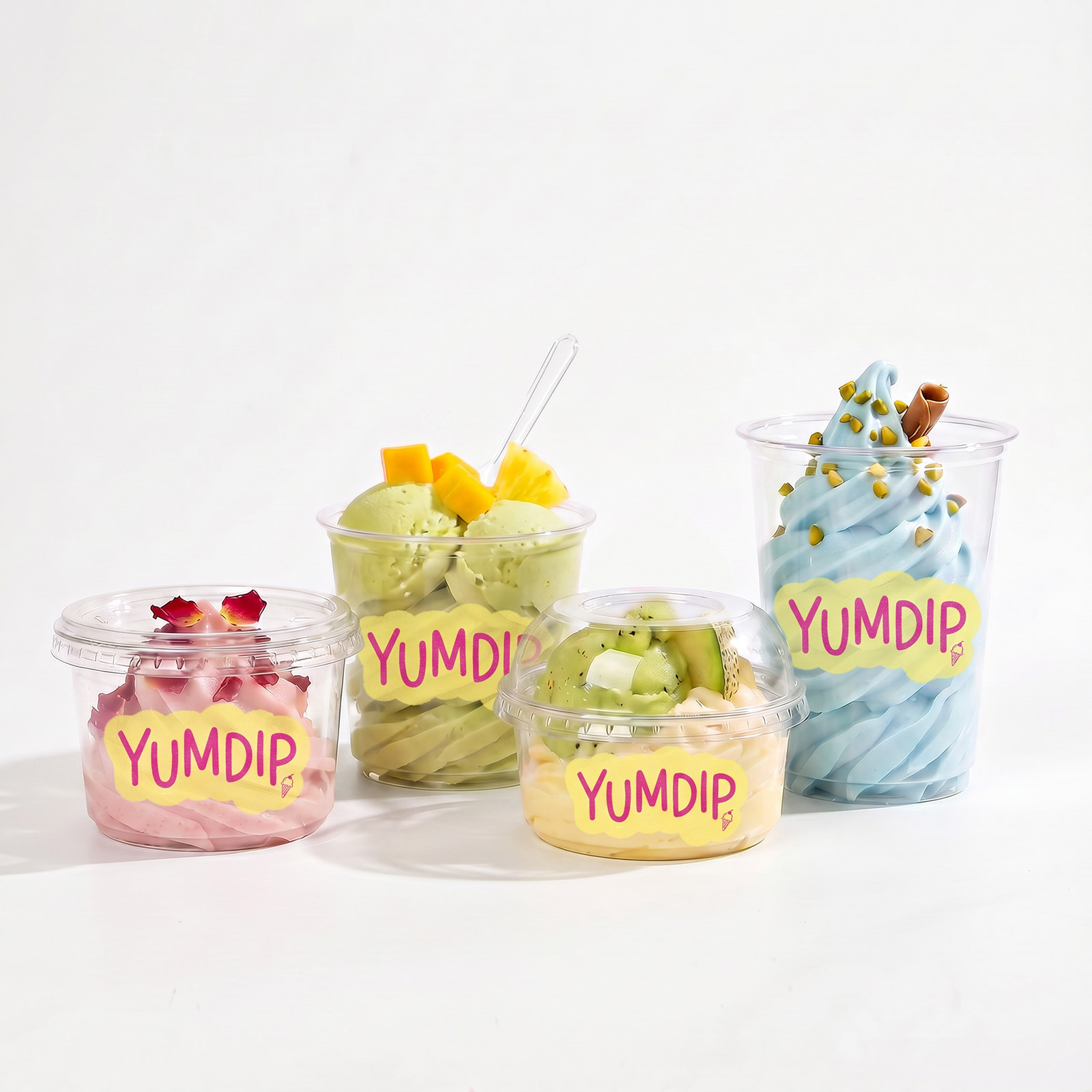 Custom Ice Cream Cups With Logo - Clear PET Dessert Cups With Lids ...