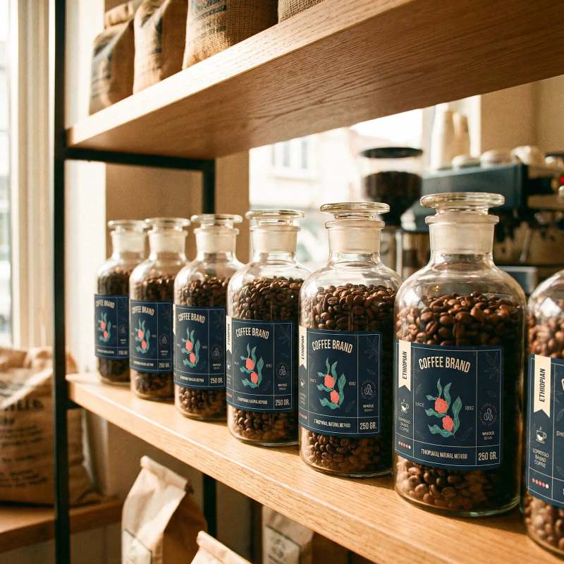 Coffee Rounded Rectangle Labels