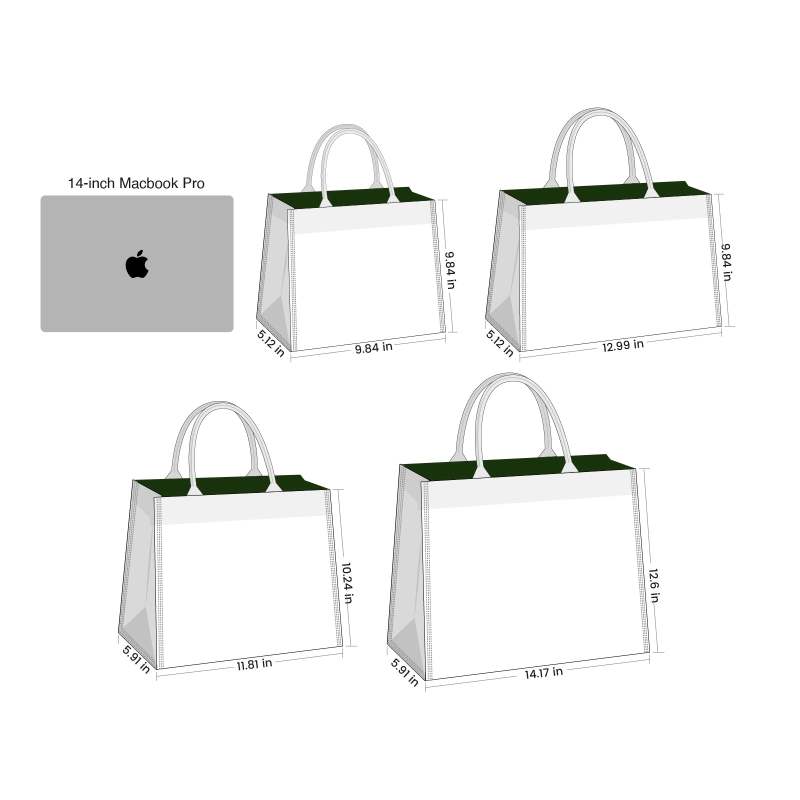 Custom Cotton Canvas Flat Bottom Tote Bag with Padded Handles