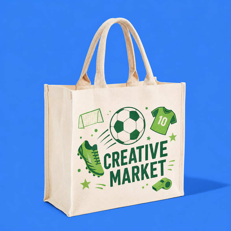 Custom Cotton Canvas Flat Bottom Tote Bag with Padded Handles