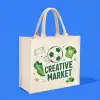 Custom Cotton Canvas Flat Bottom Tote Bag with Padded Handles