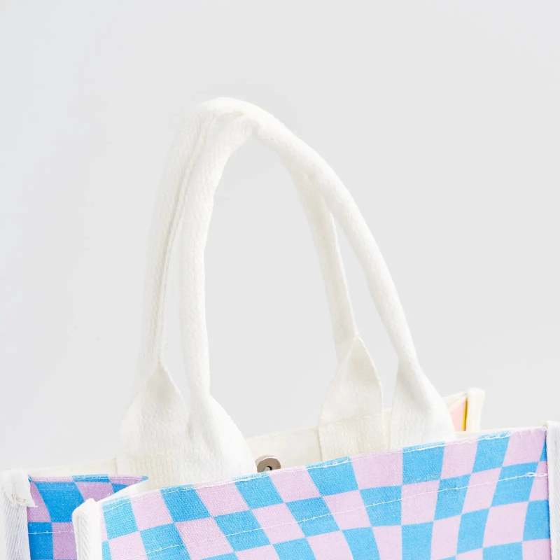 Custom Cotton Canvas Flat Bottom Tote Bag with Padded Handles-SPU RacetopPrint