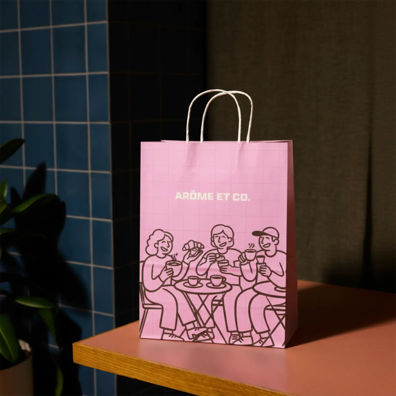 Custom Twisted Handle Coffee Paper Bags
