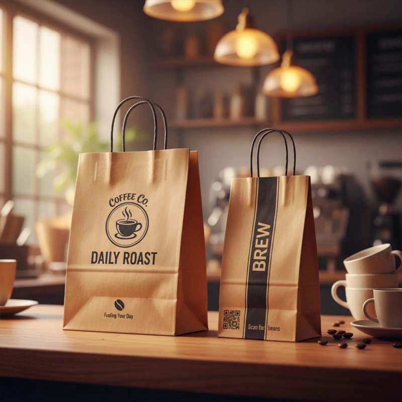 Custom Twisted Handle Coffee Paper Bags