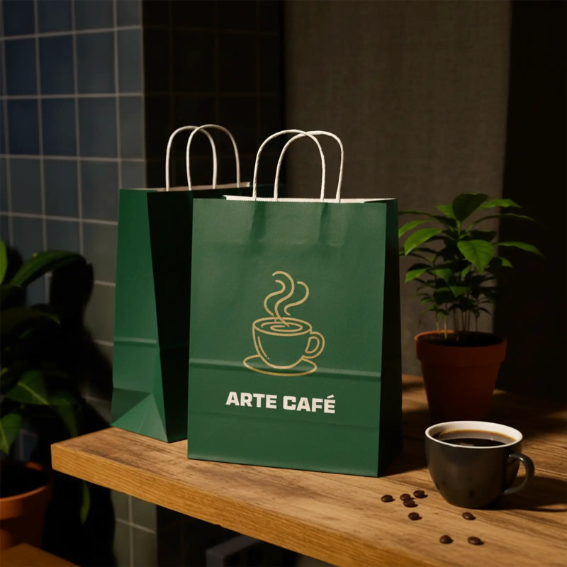 Custom Twisted Handle Coffee Paper Bags