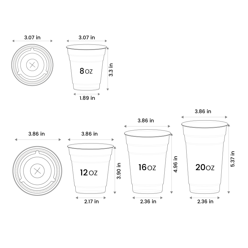 Custom Recyclable Plastic Cups Flat Straw Lid