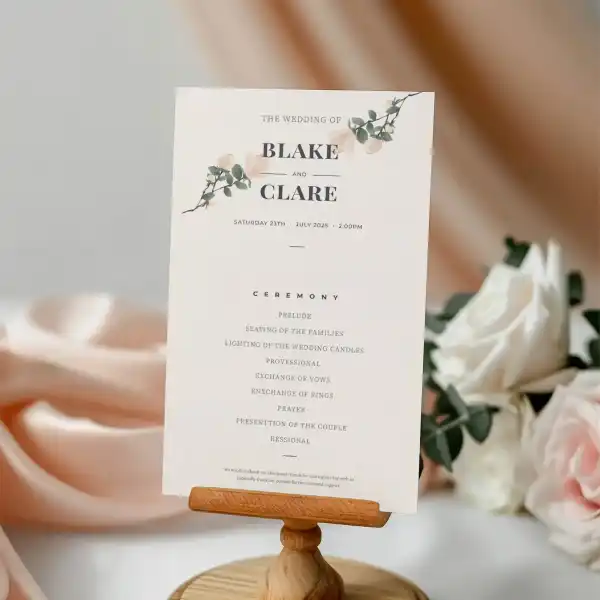 Wedding Programs/Itinerary Cards